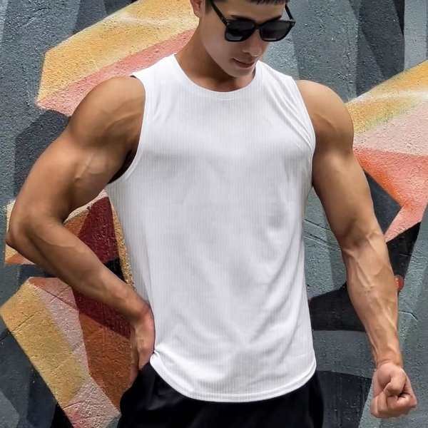 Wide Shoulder Bottoming Sleeveless Thread Vest For Men