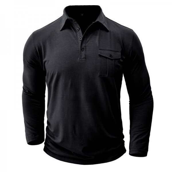 Men's Polyester Consul Solid Color Long Sleeve Bottoming Shirt