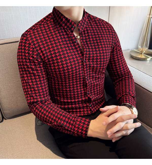 Men's British Fashion Stand Collar Casual Shirt